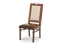 Fabric Back Side Chair w/Leather Seat