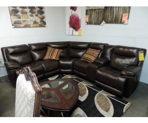 Floor Models – 6Pc Brown Leather Sectional 